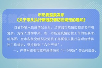 常德市纪委监委发布《关于带头执行新冠疫情防控规定的通知》