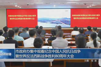 市政府办集中观看中国人民抗日战争暨世界反法西斯战争胜利80周年纪念大会